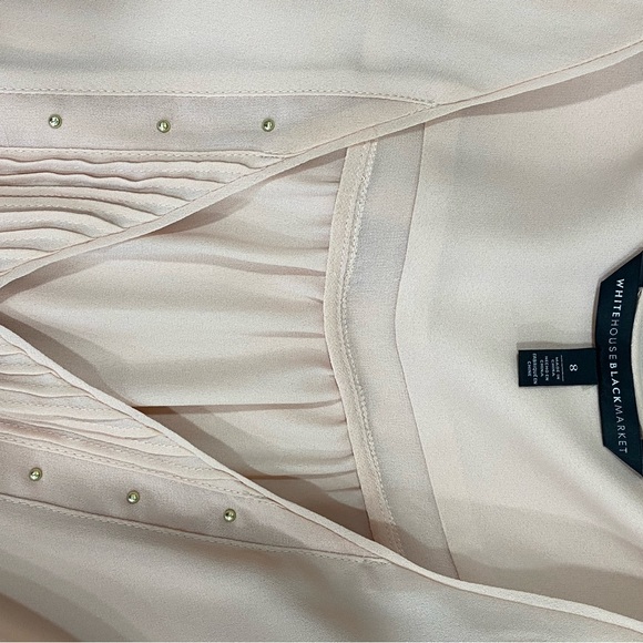 White House Black Market Blush V-Neck Blouse - Picture 8 of 8
